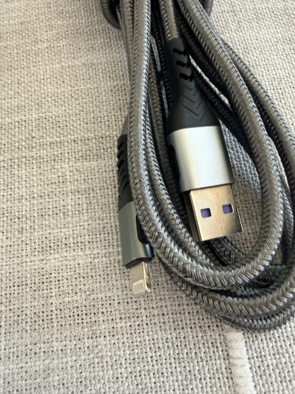 Braided USB-A to Lightning Charging Cable for an IPhone- Gray